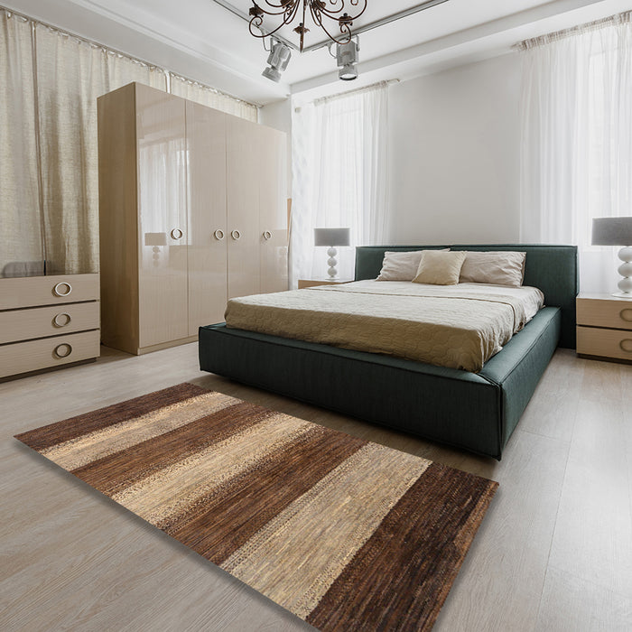 Machine Washable Abstract Red Brown Rug in a Bedroom, wshabs215