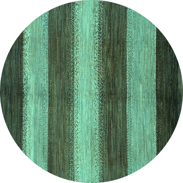 Round Abstract Turquoise Modern Rug, abs215turq