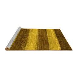 Sideview of Machine Washable Abstract Yellow Modern Rug, wshabs215yw