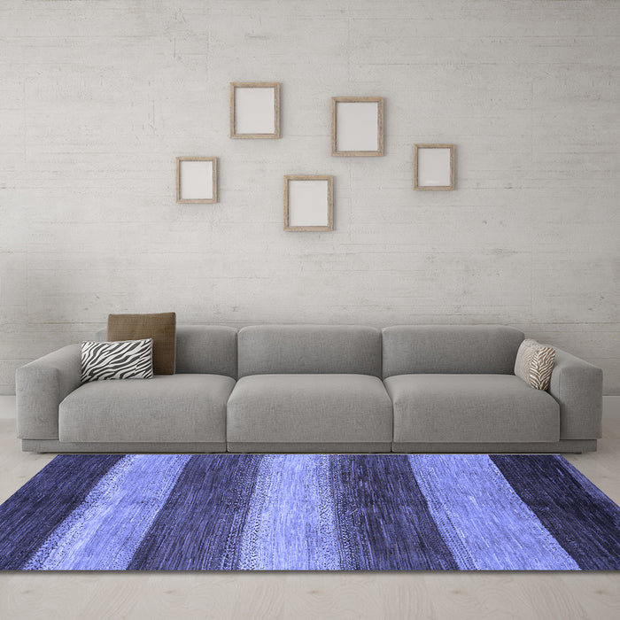 Machine Washable Abstract Blue Modern Rug in a Living Room, wshabs215blu