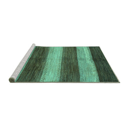 Sideview of Machine Washable Abstract Turquoise Modern Area Rugs, wshabs215turq