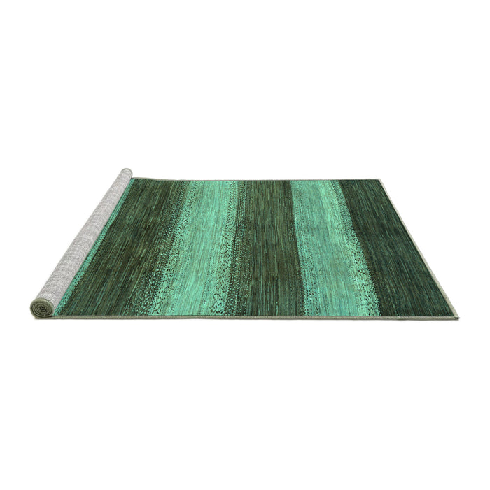 Sideview of Machine Washable Abstract Turquoise Modern Area Rugs, wshabs215turq