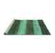 Sideview of Machine Washable Abstract Turquoise Modern Area Rugs, wshabs215turq