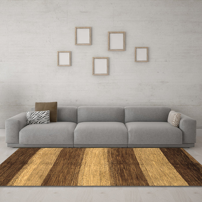 Machine Washable Abstract Brown Modern Rug in a Living Room,, wshabs215brn