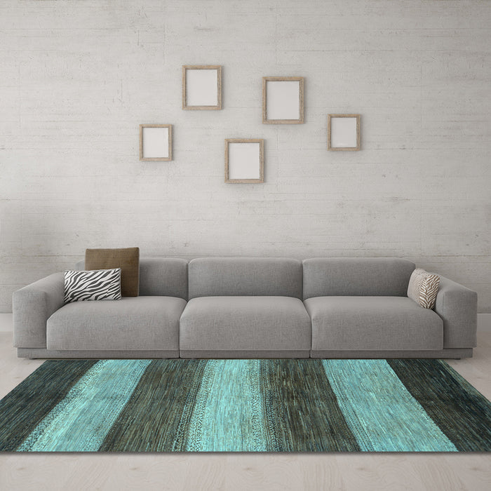 Machine Washable Abstract Light Blue Modern Rug in a Living Room, wshabs215lblu