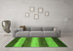 Machine Washable Abstract Green Modern Area Rugs in a Living Room,, wshabs215grn