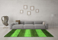 Machine Washable Abstract Green Modern Rug, wshabs215grn