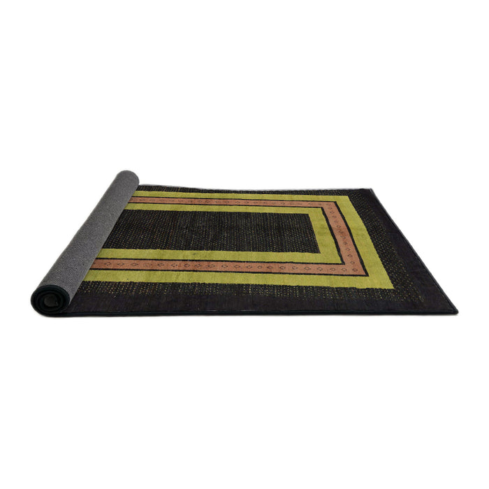 Sideview of Abstract Dark Brown Modern Rug, abs216