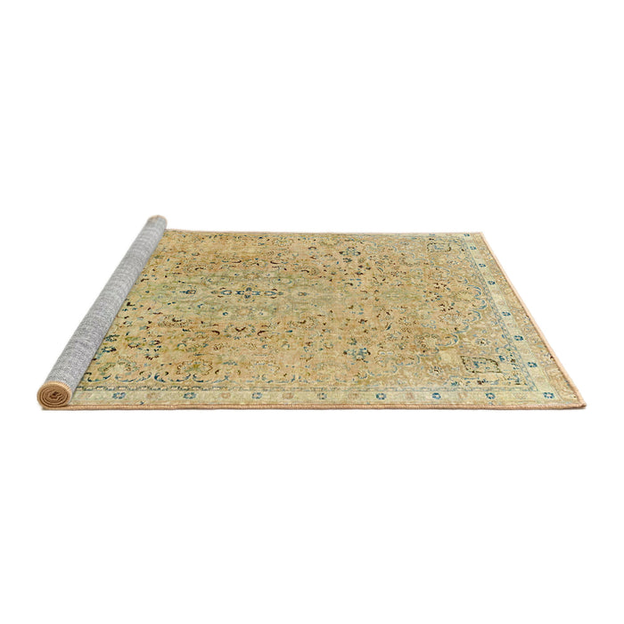 Sideview of Machine Washable Abstract Gold Rug, wshabs2160