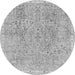 Round Abstract Gray Modern Rug, abs2160gry