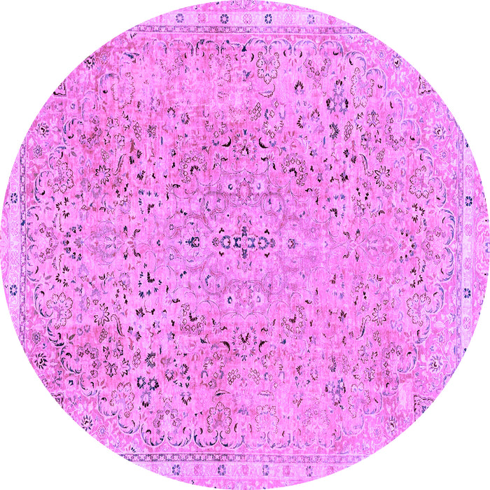 Round Machine Washable Abstract Purple Modern Area Rugs, wshabs2160pur