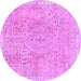 Round Machine Washable Abstract Purple Modern Area Rugs, wshabs2160pur