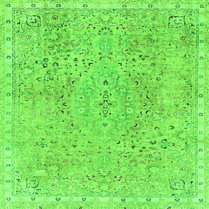 Square Machine Washable Abstract Green Modern Area Rugs, wshabs2160grn
