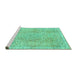 Sideview of Machine Washable Abstract Turquoise Modern Area Rugs, wshabs2160turq