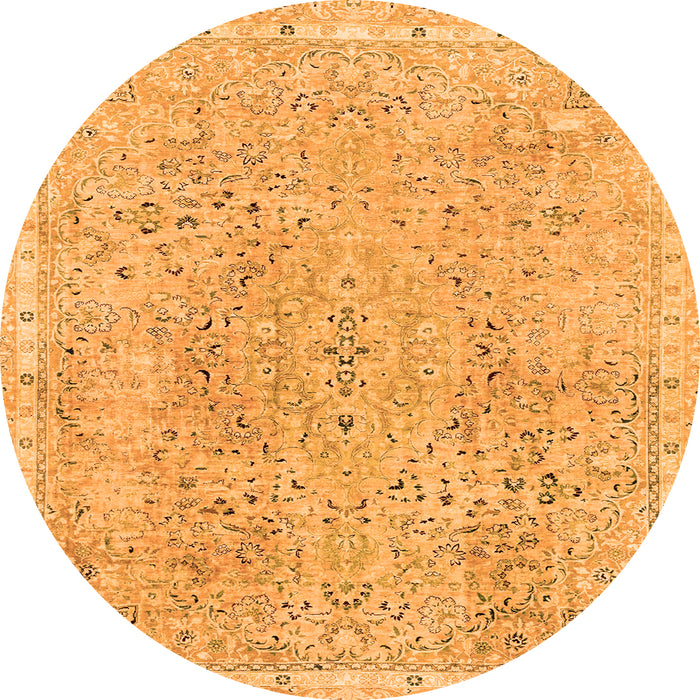 Round Abstract Orange Modern Rug, abs2160org
