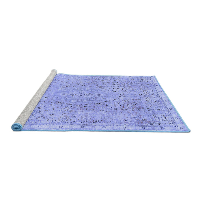 Sideview of Machine Washable Abstract Blue Modern Rug, wshabs2160blu