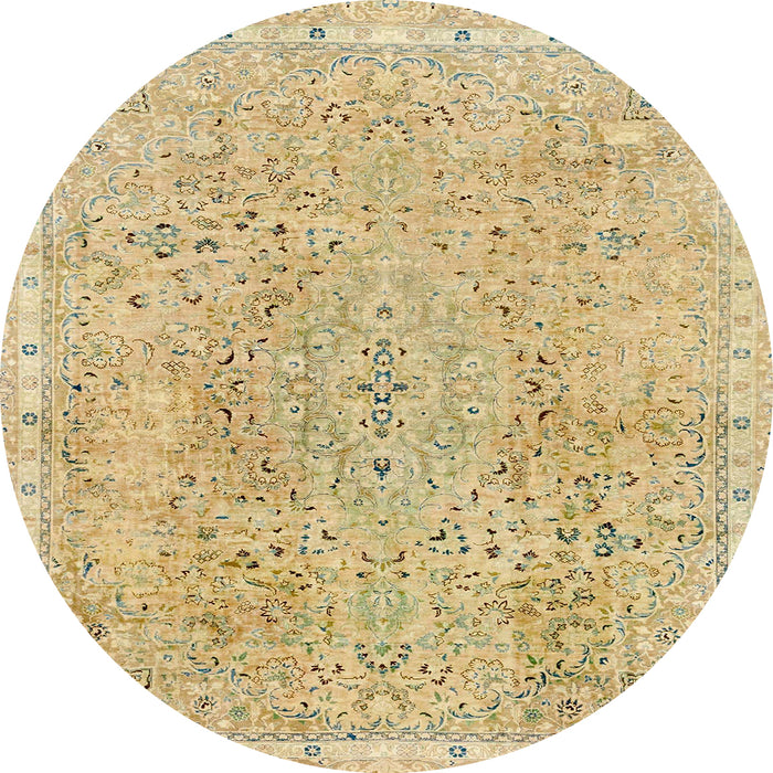 Round Abstract Gold Modern Rug, abs2160