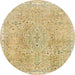 Round Abstract Gold Modern Rug, abs2160