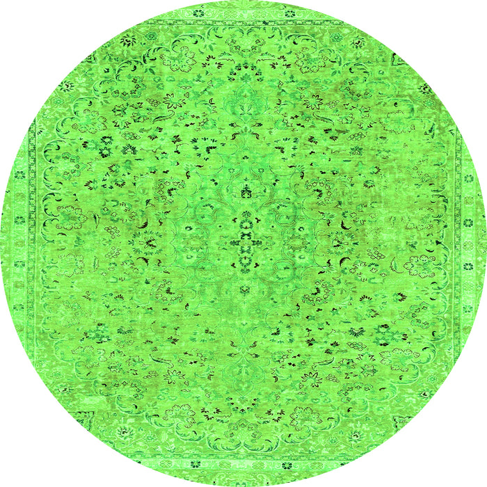 Round Abstract Green Modern Rug, abs2160grn
