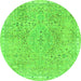 Round Abstract Green Modern Rug, abs2160grn