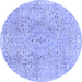 Round Abstract Blue Modern Rug, abs2160blu