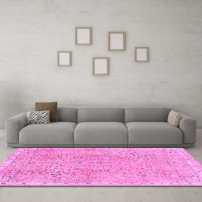 Machine Washable Abstract Pink Modern Rug in a Living Room, wshabs2160pnk