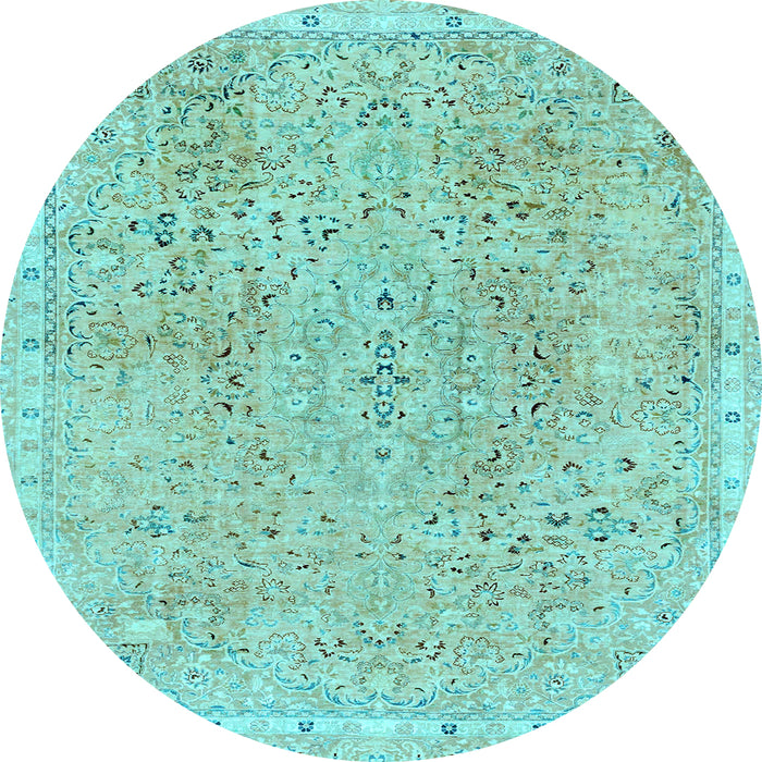 Round Abstract Light Blue Modern Rug, abs2160lblu