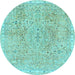 Round Abstract Light Blue Modern Rug, abs2160lblu