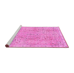 Sideview of Machine Washable Abstract Pink Modern Rug, wshabs2160pnk