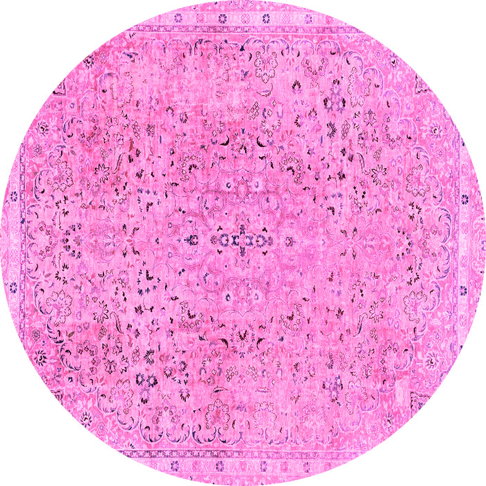 Round Abstract Pink Modern Rug, abs2160pnk