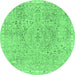 Round Abstract Emerald Green Modern Rug, abs2160emgrn