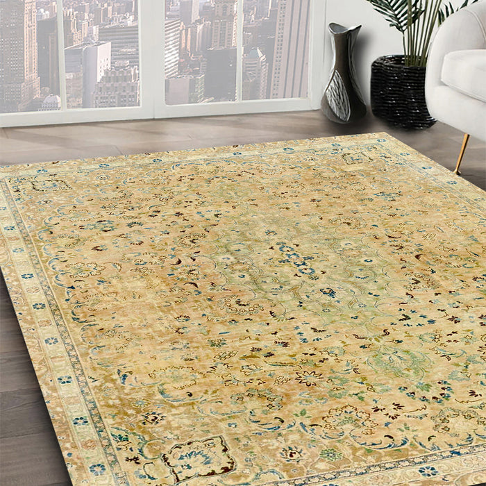 Machine Washable Abstract Gold Rug in a Family Room, wshabs2160
