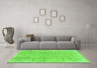 Machine Washable Abstract Green Modern Rug, wshabs2160grn