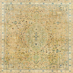 Square Machine Washable Abstract Gold Rug, wshabs2160