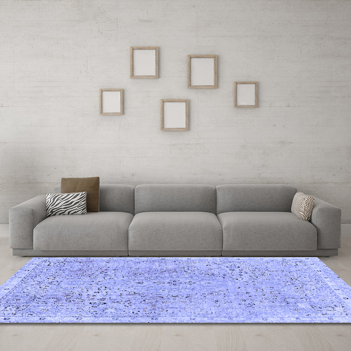 Machine Washable Abstract Blue Modern Rug in a Living Room, wshabs2160blu