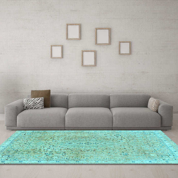Machine Washable Abstract Light Blue Modern Rug in a Living Room, wshabs2160lblu