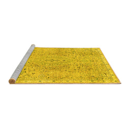 Sideview of Machine Washable Abstract Yellow Modern Rug, wshabs2160yw