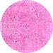 Round Machine Washable Abstract Pink Modern Rug, wshabs2160pnk