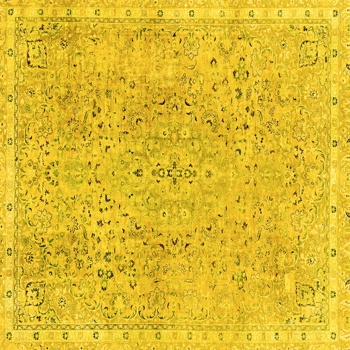 Square Abstract Yellow Modern Rug, abs2160yw
