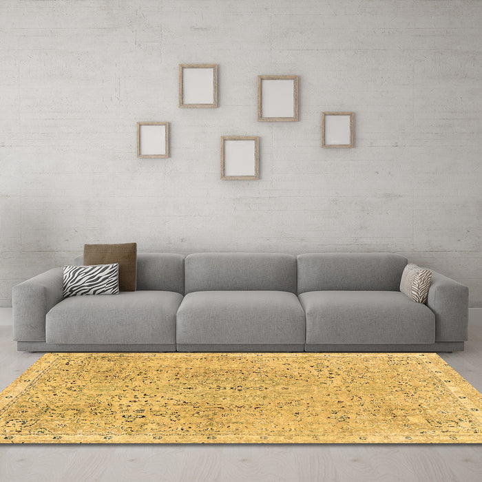 Machine Washable Abstract Brown Modern Rug in a Living Room,, wshabs2160brn
