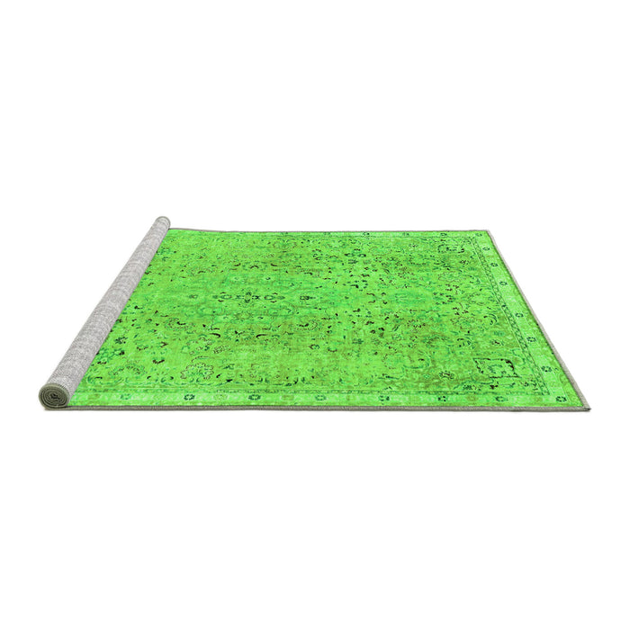 Sideview of Machine Washable Abstract Green Modern Area Rugs, wshabs2160grn