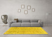 Machine Washable Abstract Yellow Modern Rug in a Living Room, wshabs2160yw