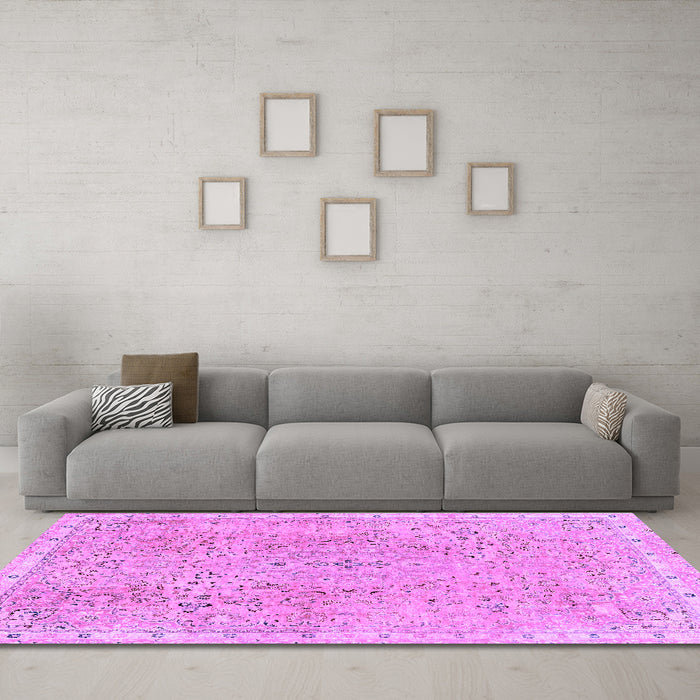 Machine Washable Abstract Purple Modern Area Rugs in a Living Room, wshabs2160pur