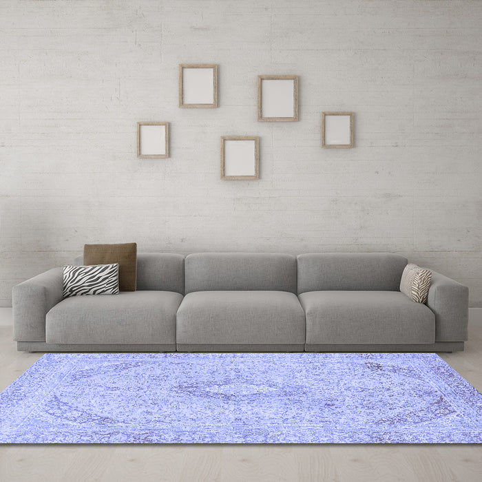Machine Washable Abstract Blue Modern Rug in a Living Room, wshabs2161blu