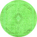 Round Abstract Green Modern Rug, abs2161grn