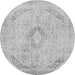 Round Abstract Gray Modern Rug, abs2161gry