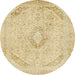 Round Abstract Brown Gold Modern Rug, abs2161