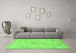 Machine Washable Abstract Green Modern Area Rugs in a Living Room,, wshabs2161grn