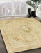 Abstract Brown Gold Modern Rug in Family Room, abs2161