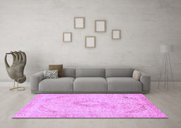 Machine Washable Abstract Purple Modern Area Rugs in a Living Room, wshabs2161pur